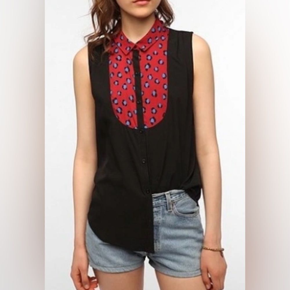Urban Outfitters Cooperative Sleeveless Patterned Bib Blouse Women’s XS - Picture 2 of 7